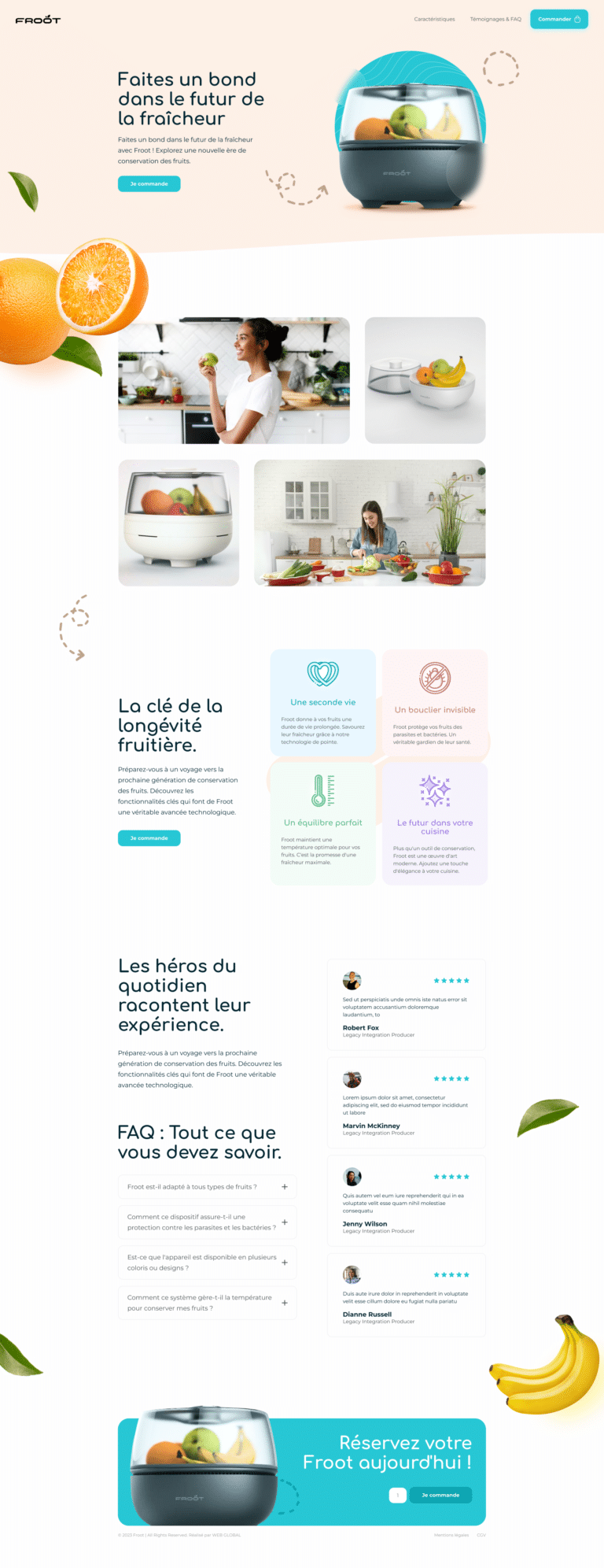 Webdesign et maquette de la landing page Froot