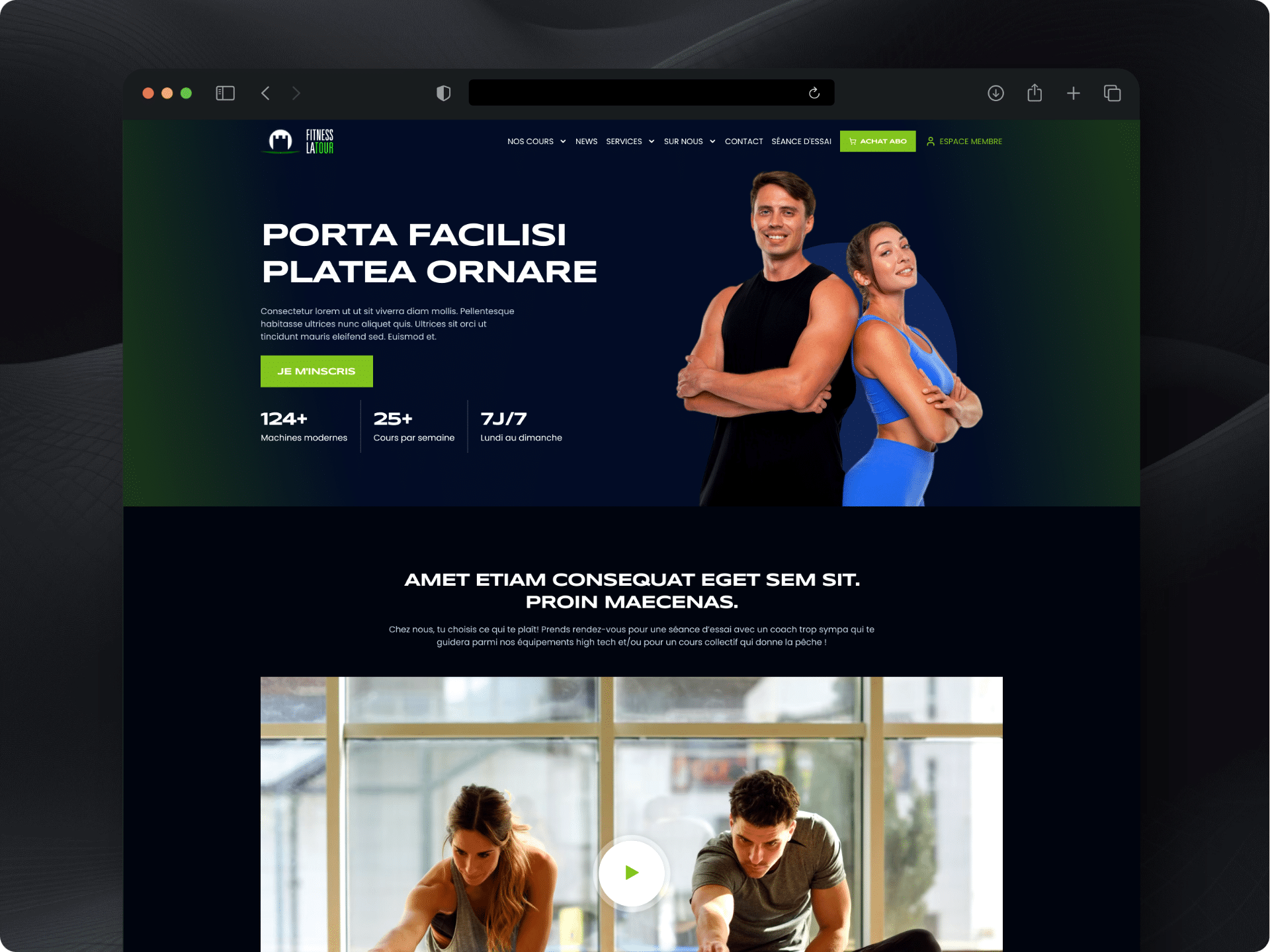 maquette landing fitness latour par une gance webdesign