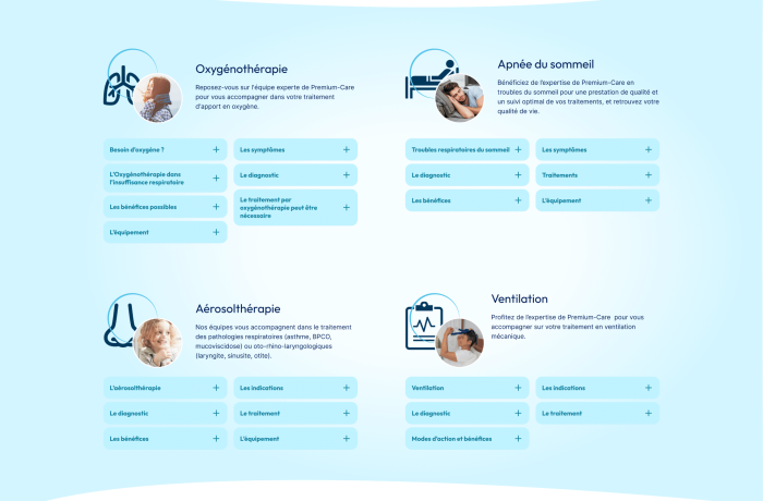 Page d'accueil desktop pour premium care