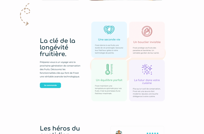 Webdesign et maquette de la landing page Froot