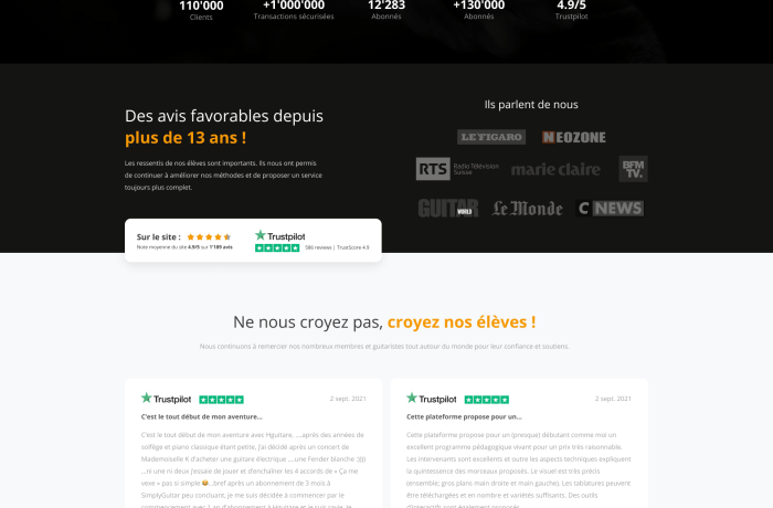 Refonte landing page Hguitar